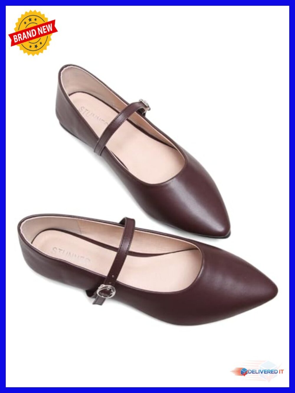 Women's Pointed Toe Mary Jane Flats with Adjustable Ankle Buckle - Classic - Picture 4 of 6